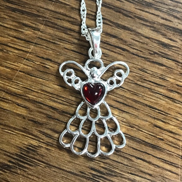 NWT AVON Mary Birthstone Angel 😇 Necklace January - Picture 1 of 6